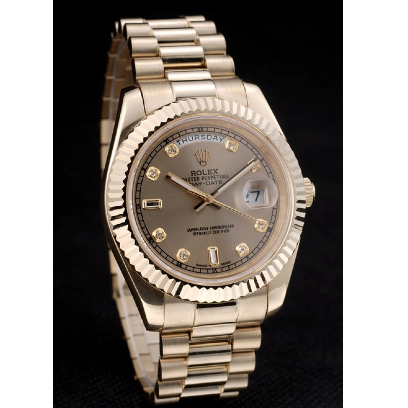 Aaa replica watch Bezel DayDate Gold Steel 41997 Gold Swiss Rolex Dial Ribbed Stainless 0518